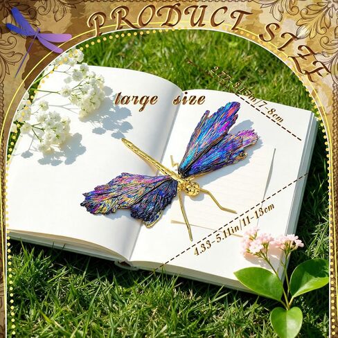 Moxweyeni 2 Pcs Dragonfly Statue Natural Electroplated Tourmaline Dragonfly Decor Collection Natural Home Ornament Decor Healing Crystals Gift for Animal Women House Office Table Decoration in Saudi Arabia