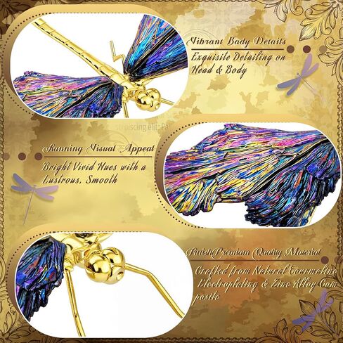 Moxweyeni 2 Pcs Dragonfly Statue Natural Electroplated Tourmaline Dragonfly Decor Collection Natural Home Ornament Decor Healing Crystals Gift for Animal Women House Office Table Decoration in Saudi Arabia