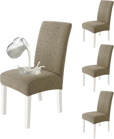 MAXIJIN أغطية كراسي مقاومة للماء لكراسي الطعام، مجموعة من 2، غطاء كرسي غرفة الطعام من الجاكار القابل للإزالة وقابل للغسل وغطاء مقعد كراسي بارسون للمنزل والمطبخ والولائم (رمادي فاتح) in Kuwait