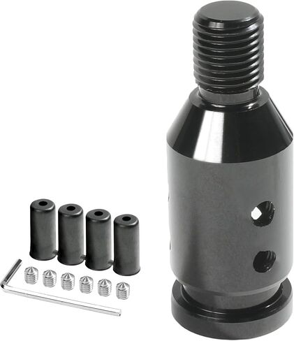 مقبض ناقل الحركة، ملحقات السيارة M12x1.25 مقبض ناقل الحركة اليدوي، محول مقابض محول ألومنيوم عالمي بديل للسيارات للمحولات اليدوية غير الملولبة، مناسب لمعظم المحولات الملولبة (أسود) in Kuwait