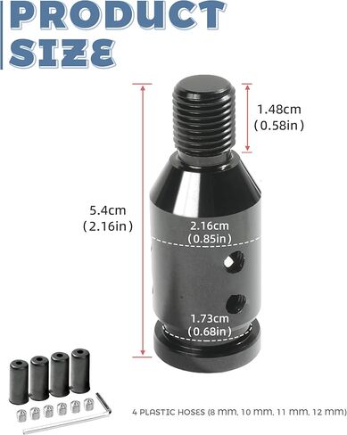 مقبض ناقل الحركة، ملحقات السيارة M12x1.25 مقبض ناقل الحركة اليدوي، محول مقابض محول ألومنيوم عالمي بديل للسيارات للمحولات اليدوية غير الملولبة، مناسب لمعظم المحولات الملولبة (أسود) in Kuwait