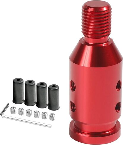 مقبض ناقل الحركة، ملحقات السيارة M12x1.25 مقبض ناقل الحركة اليدوي، محول مقابض محول ألومنيوم عالمي بديل للسيارات للمحولات اليدوية غير الملولبة، مناسب لمعظم المحولات الملولبة (أسود) in Kuwait