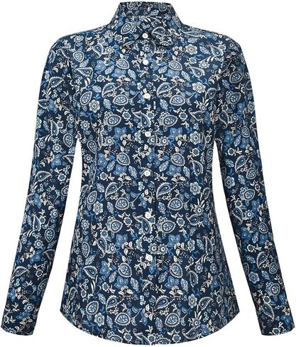 Womens Blouses Casual Long Sleeve Work Button Down Dress Hawaiian Shirts Tops in Kuwait
