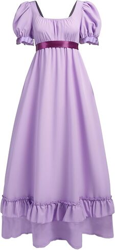 Regency Dresses for Women Regency Era Dress Empire Waist Victorian Tea Party Ball Gown with Satin Sash in Kuwait