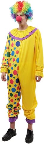 Wildarms Jester Clown Costume - Multi-Color Dotted Jumpsuit with Ruffles for Halloween, Christmas & Carnival in Saudi Arabia