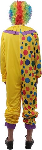 Wildarms Jester Clown Costume - Multi-Color Dotted Jumpsuit with Ruffles for Halloween, Christmas & Carnival in Saudi Arabia