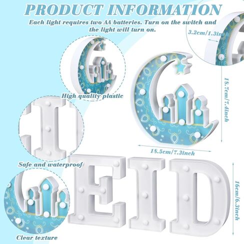 4 Pieces Eid Mubarak Decor for Home Ramadan Table Lights Decorations Eid Letter LED Lights Signs Ramadan Marquee Moon Star Lantern LED Muslim Lamp Centerpieces for Home Party Table Decorations in Saudi Arabia