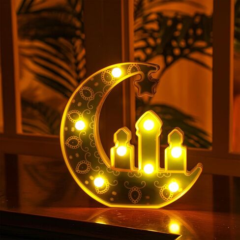 4 Pieces Eid Mubarak Decor for Home Ramadan Table Lights Decorations Eid Letter LED Lights Signs Ramadan Marquee Moon Star Lantern LED Muslim Lamp Centerpieces for Home Party Table Decorations in Saudi Arabia
