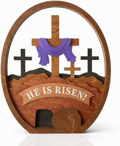 ديكور عيد الفصح من He Is Risen، هدية حشو سلة عيد الفصح، ديكور طاولة مسيحي، ديكورات مسيحية He Is Risen للمنزل، ديكور ربيع المزرعة، هدية مسيحية in Kuwait