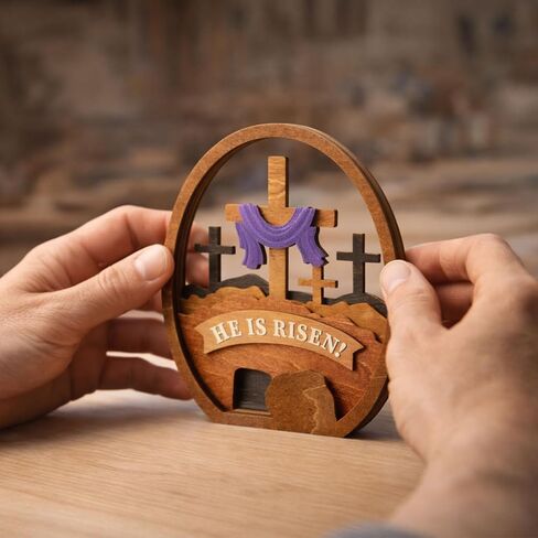 ديكور عيد الفصح من He Is Risen، هدية حشو سلة عيد الفصح، ديكور طاولة مسيحي، ديكورات مسيحية He Is Risen للمنزل، ديكور ربيع المزرعة، هدية مسيحية in Kuwait