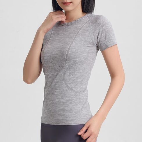 Women's Summer Workout T Shirt Slim Fit Short Sleeve Gym Running Yoga Shirt Athletic Tee in Saudi Arabia