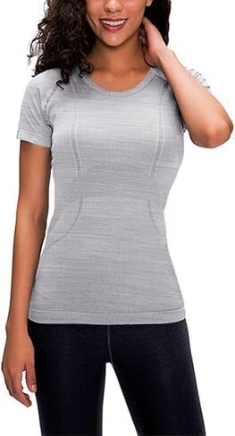 Women's Summer Workout T Shirt Slim Fit Short Sleeve Gym Running Yoga Shirt Athletic Tee in Saudi Arabia