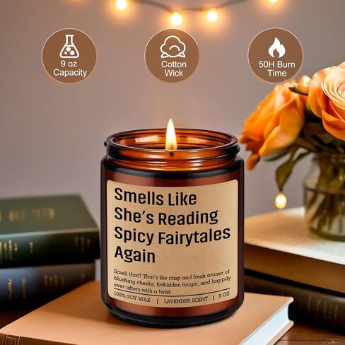 LEADO Scented Candle, Spicy Book Lover Gifts for Women - Funny Gifts for Fantasy & Romantasy Book Lovers, Dark Romance Reader - Bookish Mothers Day, Birthday, Reading Decor for Friend, Girl, Sister in Kuwait