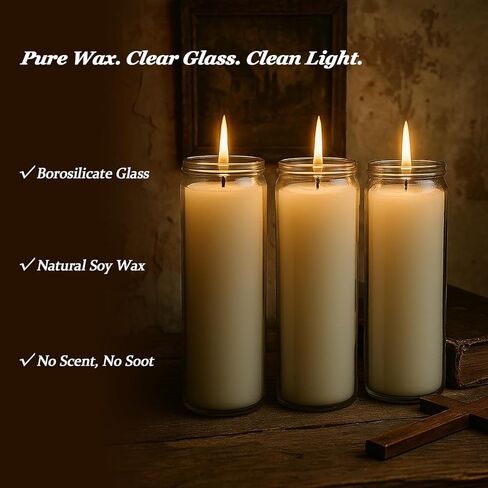 12-Pack of 2x8 Inch White Candles in Glass,7 Day Candle,Unscented Prayer Candle,Suitable for Various Occasions Such as:Memorials,Religious,Catholicism,Churches,Altars,Vigils,etc. in Kuwait