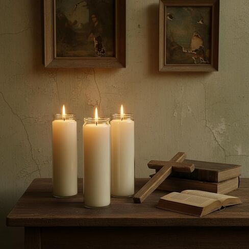 12-Pack of 2x8 Inch White Candles in Glass,7 Day Candle,Unscented Prayer Candle,Suitable for Various Occasions Such as:Memorials,Religious,Catholicism,Churches,Altars,Vigils,etc. in Kuwait