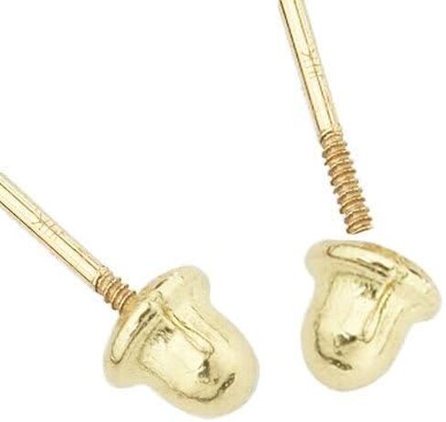 14k Yellow Gold 4mm Flower CZ Stud Earrings with Screwback in Saudi Arabia