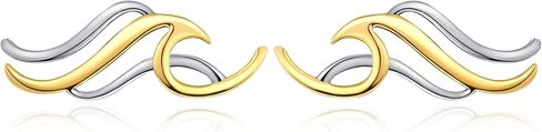 Wave Earrings 925 Sterling Silver Ocean Wave Stud Earrings Sea Beach Jewelry Gift for Women in Saudi Arabia