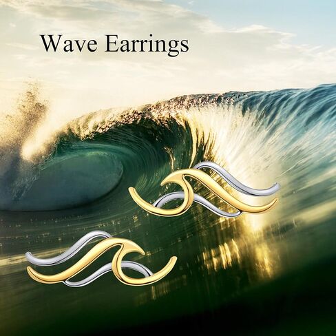 Wave Earrings 925 Sterling Silver Ocean Wave Stud Earrings Sea Beach Jewelry Gift for Women in Saudi Arabia