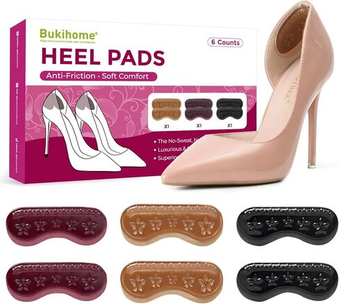 Soft Gel Heel Grips Inserts - Bukihome Non-Slip Heel Liners for Shoes Too Big, Skin-Friendly Back Heel Cushions Prevent Hard Shoe Rubbing Callus Alleviate Pain Fatigue, Men Women (3 Pairs) in Saudi Arabia