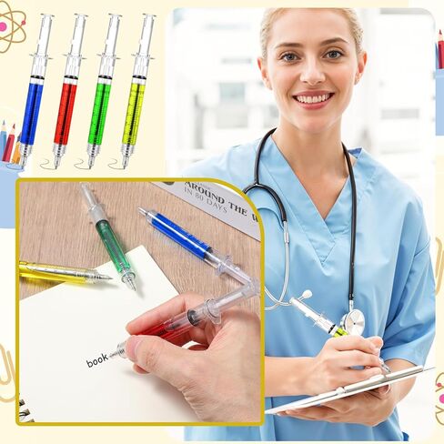 Tobeelec 100 Pcs Syringe Retractable Nurse Pens Novelty Fun Multi Colors Medical Blood Ballpoint Pens Gifts for Nursing Student School Supplies Birthdays Doctor Pretend Party Favors (Classic Style) in Saudi Arabia