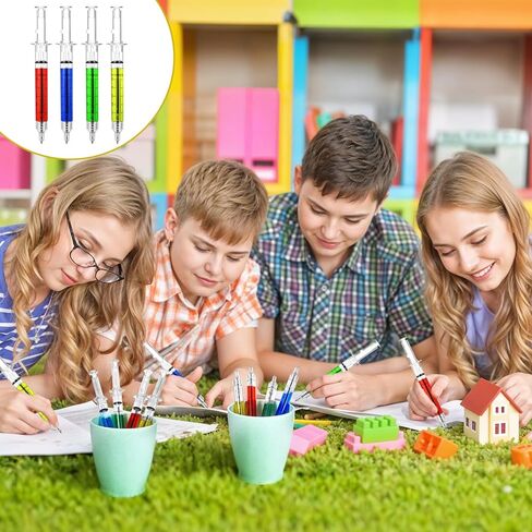 Tobeelec 100 Pcs Syringe Retractable Nurse Pens Novelty Fun Multi Colors Medical Blood Ballpoint Pens Gifts for Nursing Student School Supplies Birthdays Doctor Pretend Party Favors (Classic Style) in Saudi Arabia