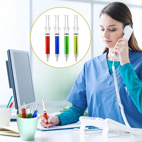 Tobeelec 100 Pcs Syringe Retractable Nurse Pens Novelty Fun Multi Colors Medical Blood Ballpoint Pens Gifts for Nursing Student School Supplies Birthdays Doctor Pretend Party Favors (Classic Style) in Saudi Arabia