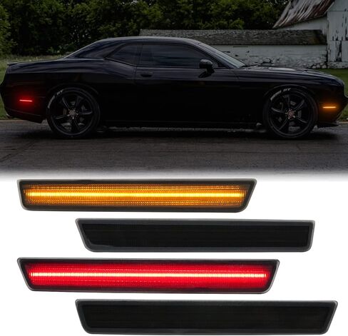 LED Side Marker Light Replacement for Challenger 2015-2022, 4 PCS Smoked Lens Front Rear Side Fender Parking Position Lamp Assembly in Kuwait