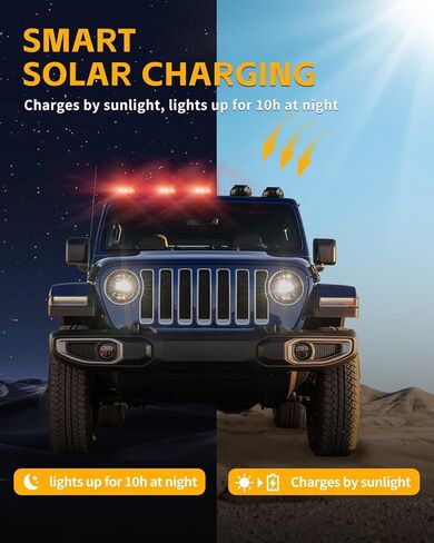 5PCS Wireless Solar Cab Lights for Truck, No Drill Type-C Charging Cab Roof Top Marker Lights, 8-Colors LED Marker Light with Vibration Sensor for Jeep Pickup SUV ATV Off-road in Saudi Arabia