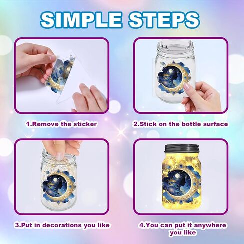 GLOBLELAND 25 Sheets Sun Moon Lantern Stickers for Jar Celestial Body Sticker Decals Night Sky Constellation Adhesive Lantern Stickers Decals for Crafting Vase Windows Door Office in Saudi Arabia