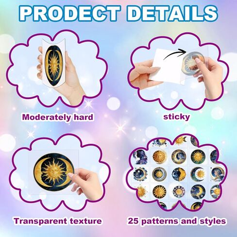 GLOBLELAND 25 Sheets Sun Moon Lantern Stickers for Jar Celestial Body Sticker Decals Night Sky Constellation Adhesive Lantern Stickers Decals for Crafting Vase Windows Door Office in Saudi Arabia