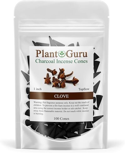 Clove Charcoal Incense Cones 1" TOPFLOW - 100 Pack - Natural Scented Cones Handmade Hand Dipped in Saudi Arabia
