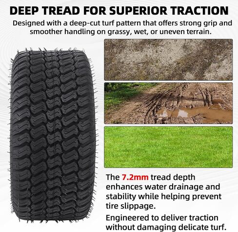 إطارات AR-PRO 16x6.50-8، إطار متين بدون أنابيب 4PR لجرار جزازة العشب مع مداس العشب العميق، الحافة غير متضمنة (عبوة واحدة) in Saudi Arabia