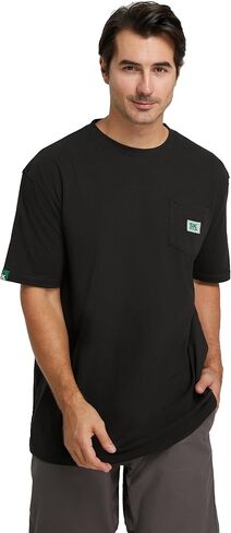 SKPRO Men's T-Shirt, Black Oversized T Shirts for Men, Crew Neck Work Shirt - Loose Fit Pocket T Shirts, Soft Casual Tee in Saudi Arabia