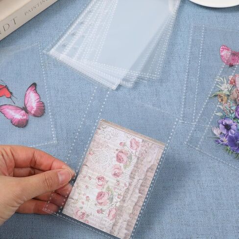 20 PCS A7 Binder Inserts, 3.39'' X 5.12'' A7 Binder Sheet Protectors Clear 6 Hole Planner Inserts for Home Office Organizing Photos Cards Bills Budget Envelopes Supplies in Saudi Arabia
