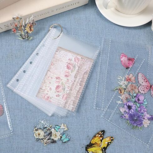 20 PCS A7 Binder Inserts, 3.39'' X 5.12'' A7 Binder Sheet Protectors Clear 6 Hole Planner Inserts for Home Office Organizing Photos Cards Bills Budget Envelopes Supplies in Saudi Arabia