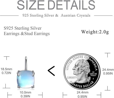 VONALA Square/Triangle Geometry Moonstone Leverback Earrings 925 Sterling Silver Hoop Earrings for Women Birthday Gifts in Saudi Arabia