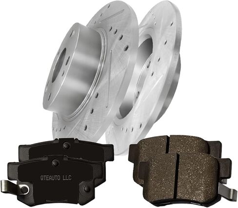 PM Auto Set of 6 Rear 260mm Drilled Slotted Disc Brake Rotors-Ceramic Brake Pad kit Replacement For 2004-2008 Acura TSX Base in Saudi Arabia