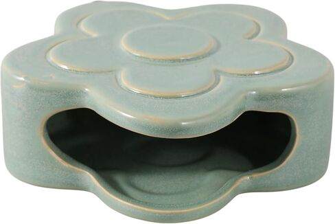 Decorative Ceramic Flower Shape Desktop Organizer for Home Decor - Small Desk Organizer for Office, Workspaces, or Storage - Stylish Office Accessory Decor for Bedroom or Bathroom - 6", Green in Kuwait