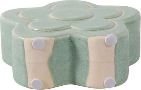 Decorative Ceramic Flower Shape Desktop Organizer for Home Decor - Small Desk Organizer for Office, Workspaces, or Storage - Stylish Office Accessory Decor for Bedroom or Bathroom - 6", Green in Kuwait