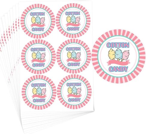 Cotton Candy Party Stickers, 2 Inch Round Labels for Candy Packages, Pink and Blue Pastel Design, 210 Count in Saudi Arabia