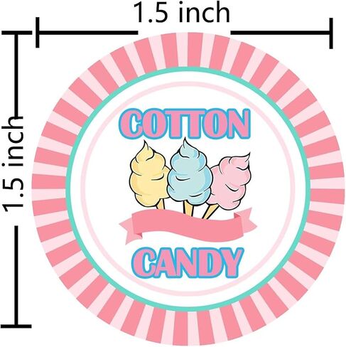 Cotton Candy Party Stickers, 2 Inch Round Labels for Candy Packages, Pink and Blue Pastel Design, 210 Count in Saudi Arabia