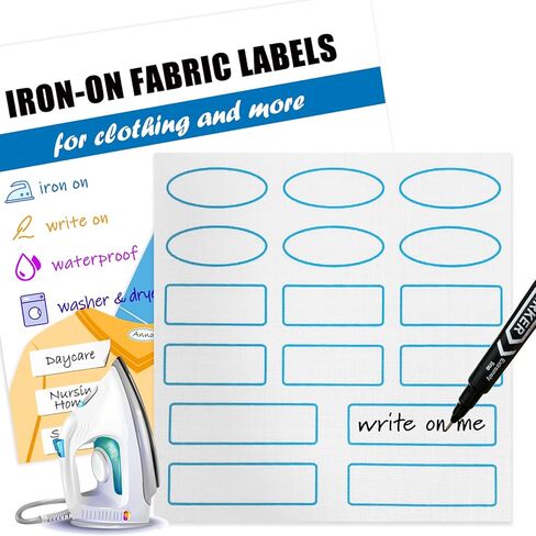 128 قطعة قابلة للكتابة على بطاقات الأسماء للملابس، ملصقات قماشية لمنزل التمريض والرعاية النهارية، آمنة للاستخدام في الغسالة والمجفف in Kuwait