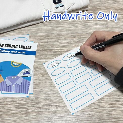 128 قطعة قابلة للكتابة على بطاقات الأسماء للملابس، ملصقات قماشية لمنزل التمريض والرعاية النهارية، آمنة للاستخدام في الغسالة والمجفف in Kuwait