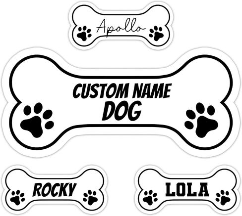ملصقات اسم الكلب المخصصة، ملصقات اسم مخصص - ملصقات مخصصة للحيوانات الأليفة مع اسم الكلب - هدية فريدة لمحبي الكلاب - ملصق اسم قابل للتخصيص لأجهزة الكمبيوتر المحمولة وزجاجات المياه والمجلات in Kuwait