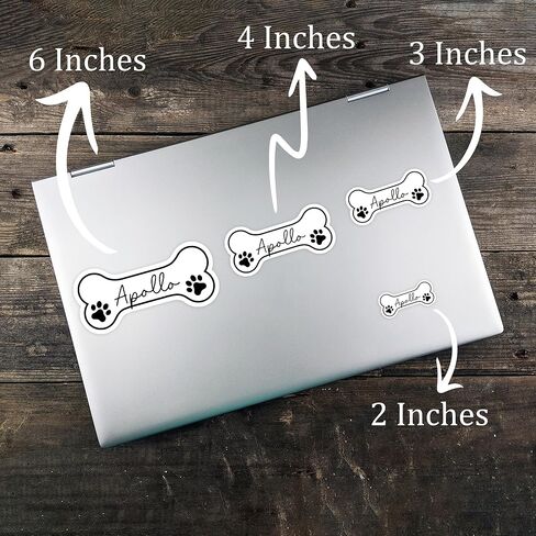 ملصقات اسم الكلب المخصصة، ملصقات اسم مخصص - ملصقات مخصصة للحيوانات الأليفة مع اسم الكلب - هدية فريدة لمحبي الكلاب - ملصق اسم قابل للتخصيص لأجهزة الكمبيوتر المحمولة وزجاجات المياه والمجلات in Kuwait