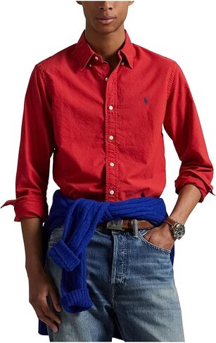 POLO RALPH LAUREN Mens Classic Fit Garment-Dyed Oxford Shirt New Brick Medium in Saudi Arabia