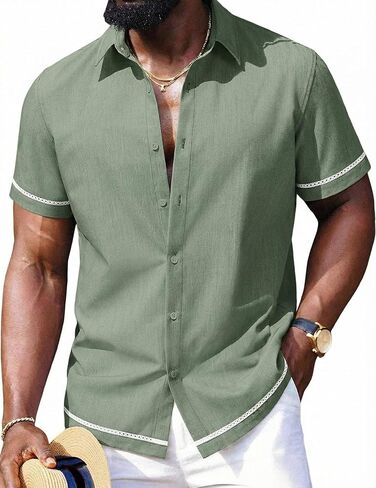 COOFANDY Mens Button Down Short Sleeve Shirt Casual Summer Beach Vacation Shirts in Saudi Arabia