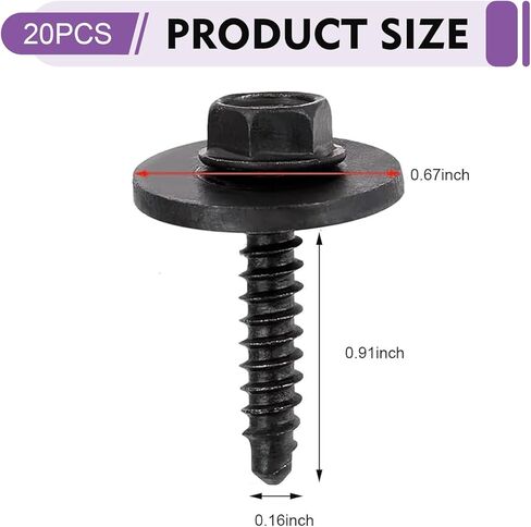 20PCS Fender Liner Screws, Bumper Cover Splash Shield Bolt, Car Bummer Fender Screw Fastener Replaces 11570498, M4*23 Hexagon Head Screw Compatible with GM, Chevrolet, Camaro, Cadillac, Buick in Kuwait