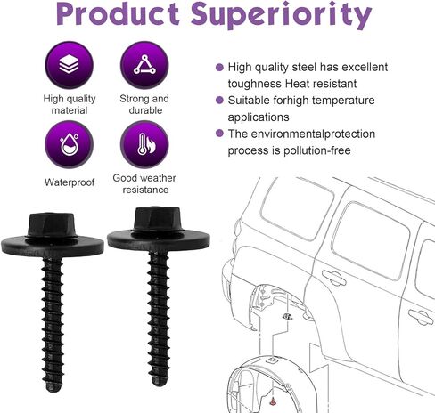 20PCS Fender Liner Screws, Bumper Cover Splash Shield Bolt, Car Bummer Fender Screw Fastener Replaces 11570498, M4*23 Hexagon Head Screw Compatible with GM, Chevrolet, Camaro, Cadillac, Buick in Kuwait