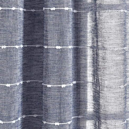 Lush Decor Farmhouse Textured Grommet Sheer Window Curtain Panel Pair, 38"W x 84"L, Navy in Saudi Arabia